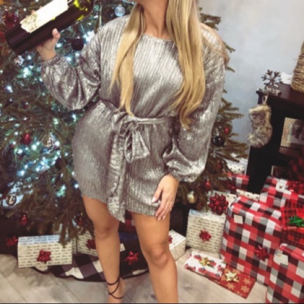 Silver sequin mini dress